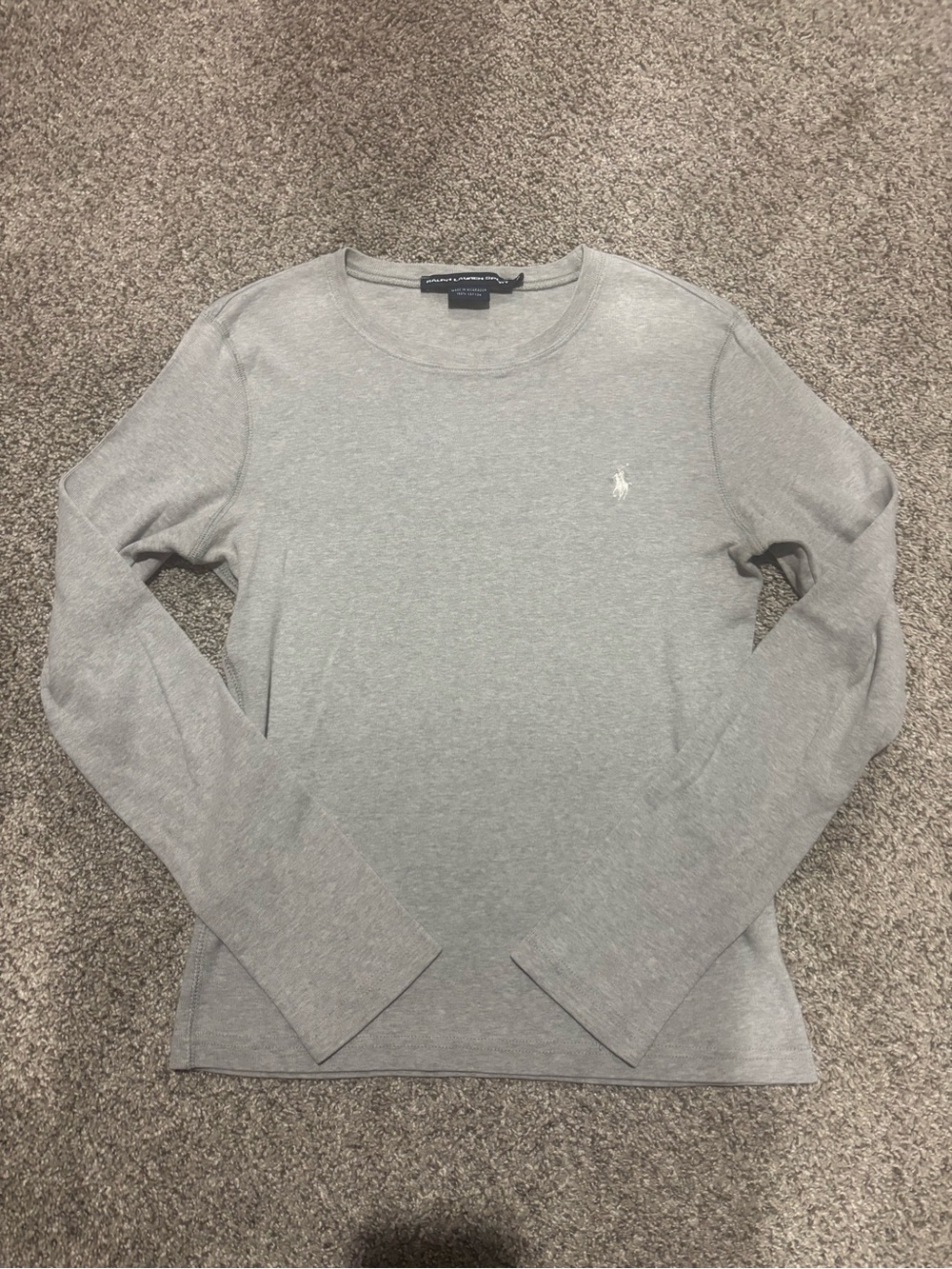 Women’s Ralph Lauren Light Gray Crewneck Cotton Sweater